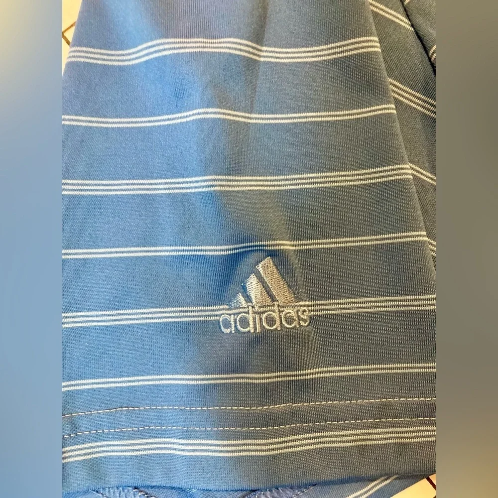 Adidas Men’s Large Two-Tone Blue Striped Golf Polo‎ Shirt